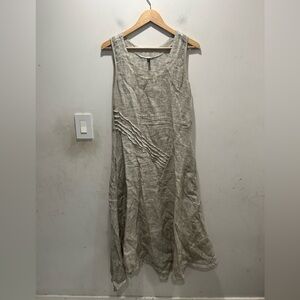 Inizio linen Tan Sleeveless Scoop Neck Maxi Sundress